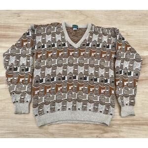 Rare/ Vintage Izod‎ Sweater Men's Multi Color Size Medium Made In USA